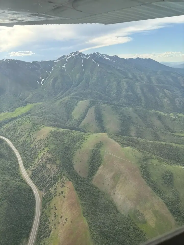 View of Ogden Mountains from a plane
