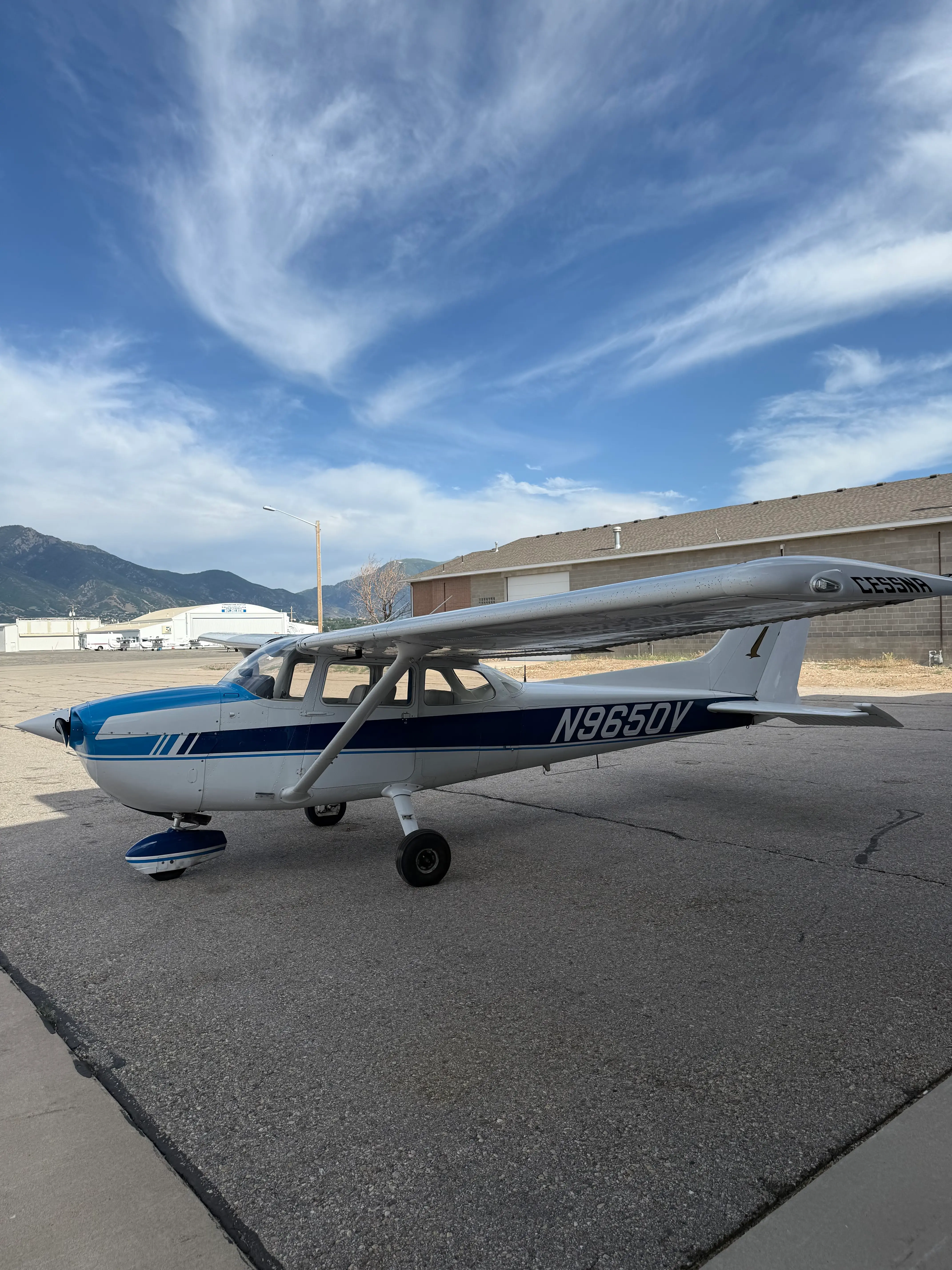 Cessna 172M parked on the ramp