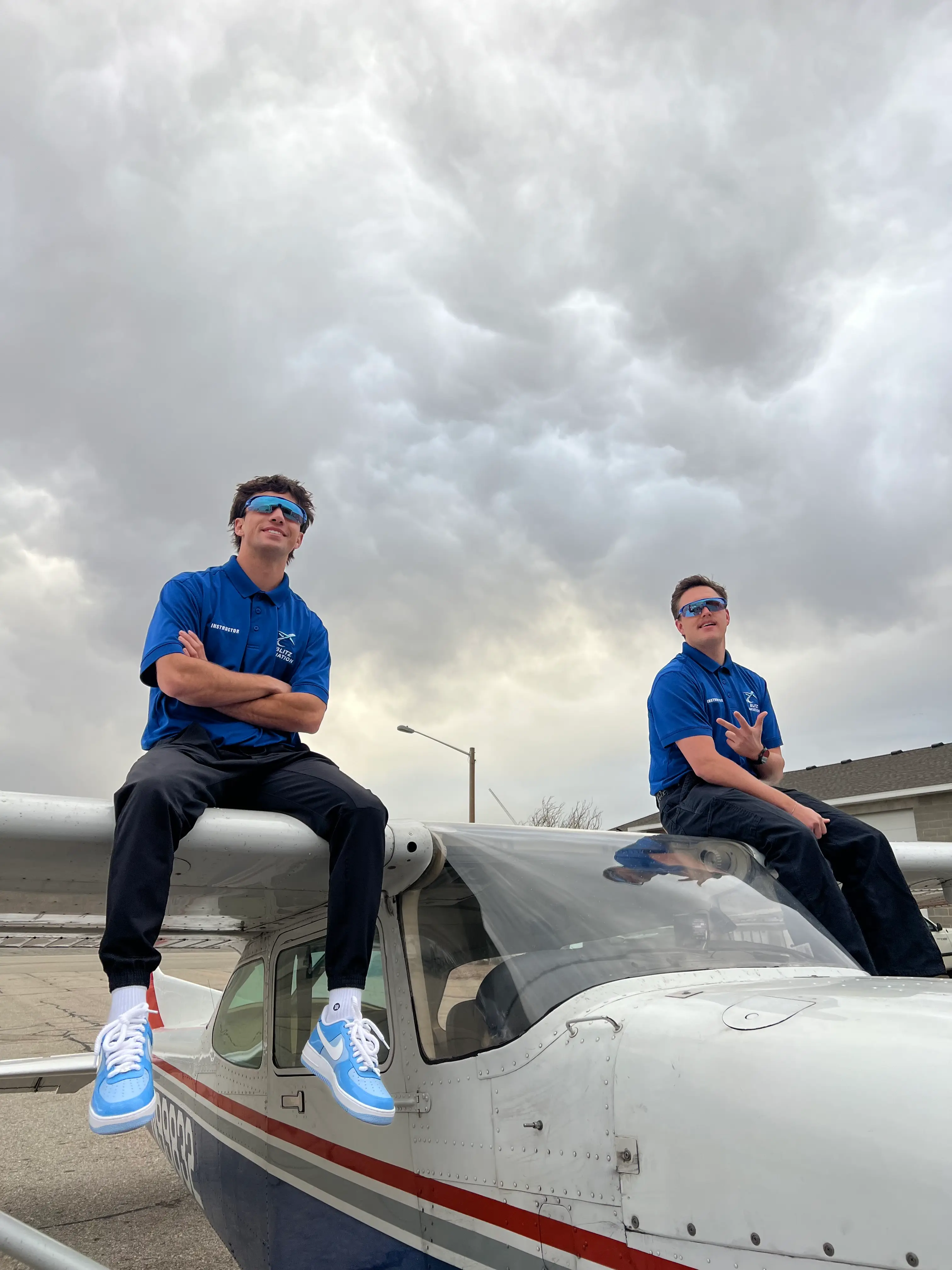 Blitz Aviation and Stratus Financial partnership announcement featuring flight training aircraft