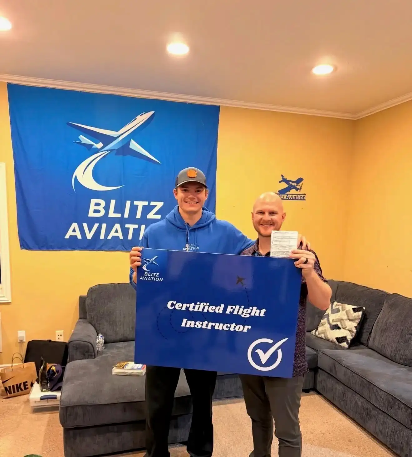 Student celebrating CFI certification
