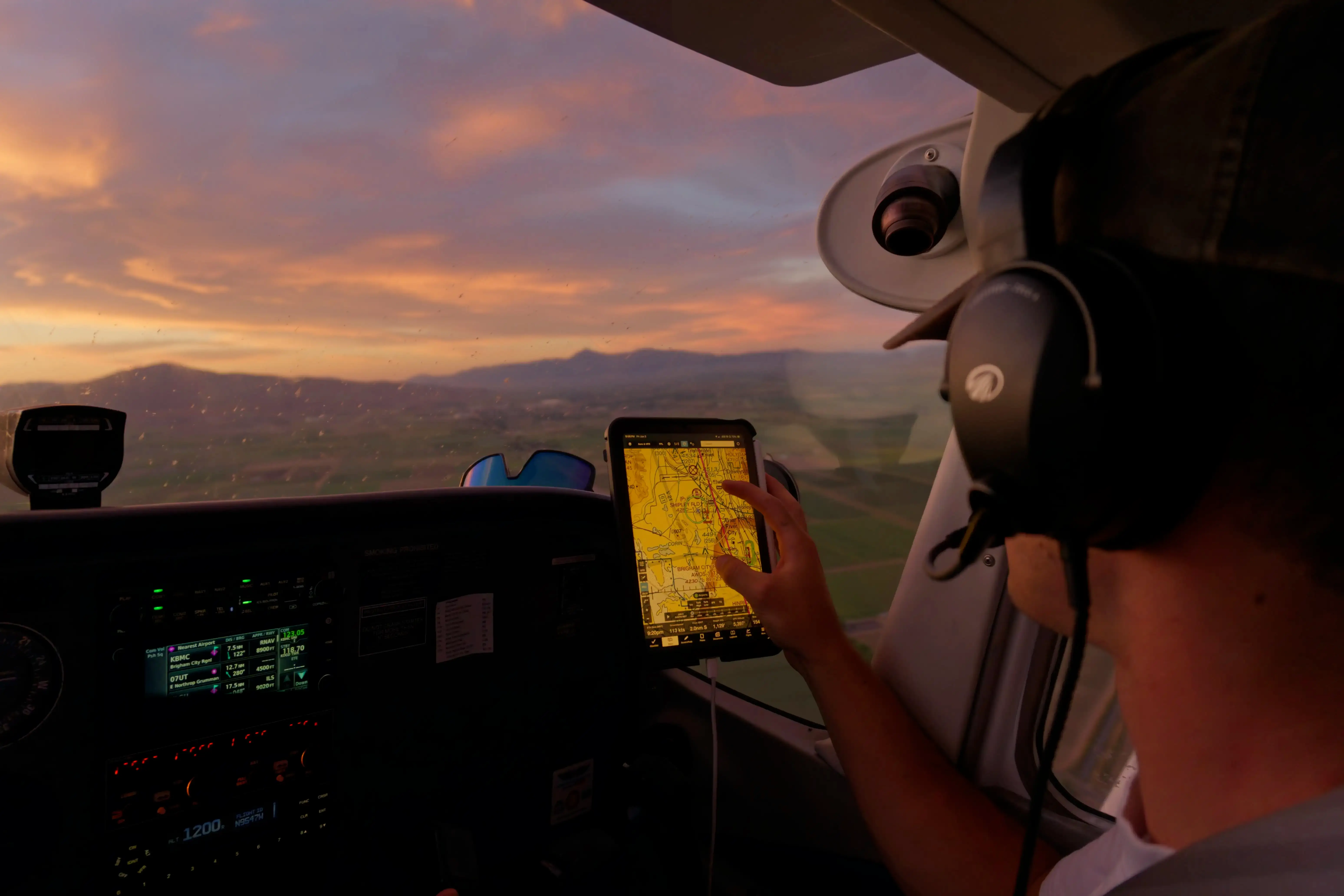 Cockpit perspective in Logan, Utah with students