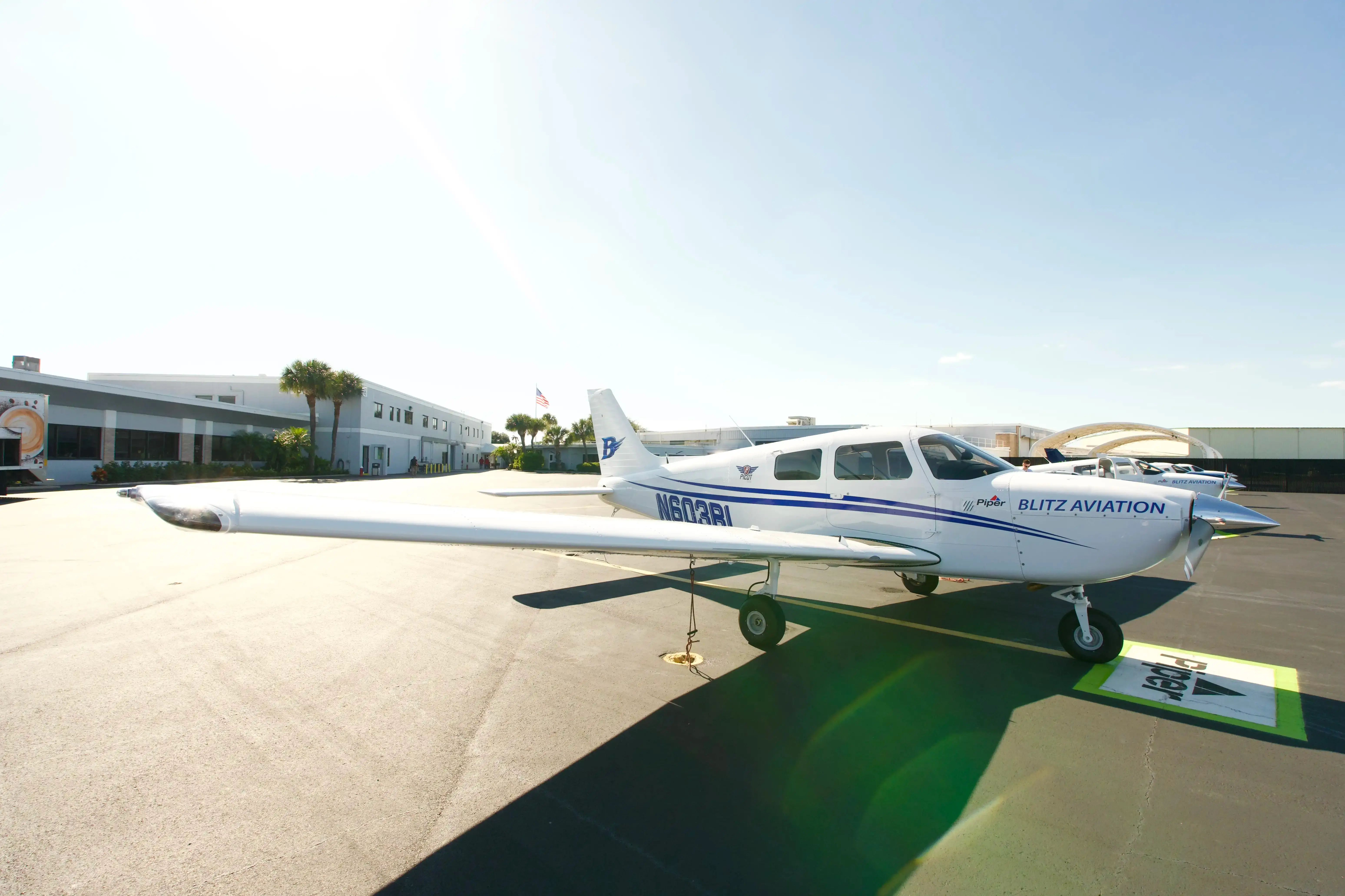 Piper Pilot 100i N603BL parked on the Blitz Aviation ramp